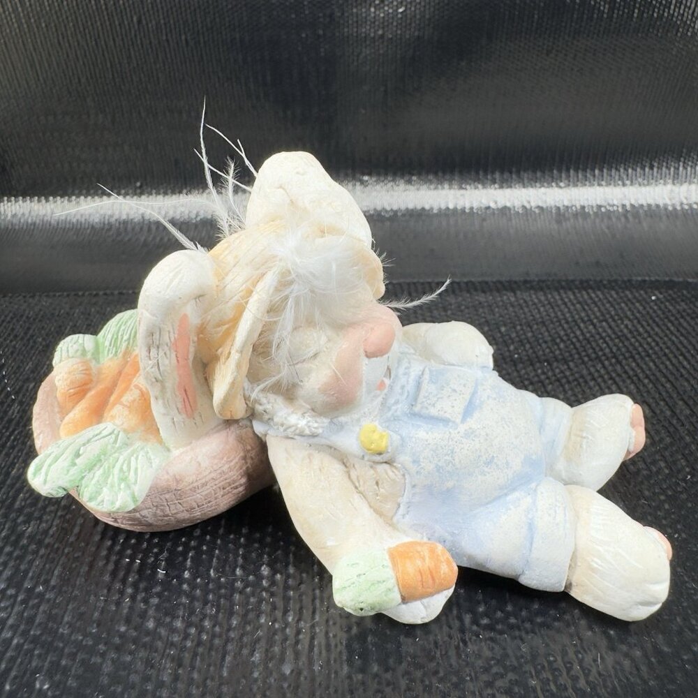 Vintage 1991 Cast Art Bunny Figurine Hand Cracked In Mexico Figure Signed‎